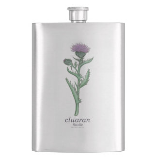 thistle / cluaran with Scottish Gaelic translation Hip Flask