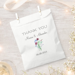 Thistle Floral Scottish Watercolor Wedding Party Favour Bags