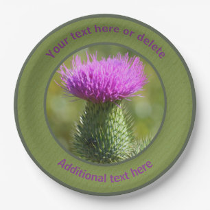 Thistle Flower Personalised Party   Paper Plate