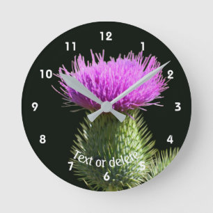 Thistle Flower Personalised Round Clock