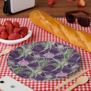 Thistle flowers paper plate