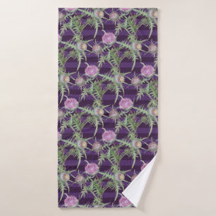 Thistle flowers violet bath towel