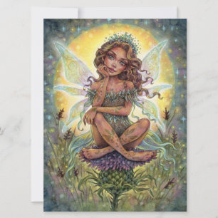 Thistle Landing Art Card Fairy Fantasy Flower