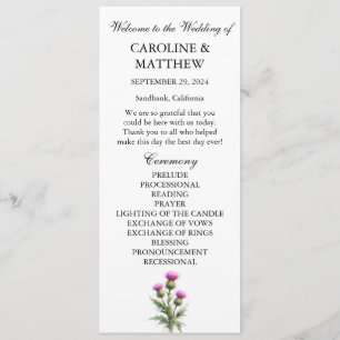 Thistle Purple Floral Elegant Modern Wedding Programme