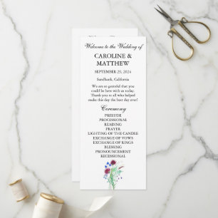 Thistle Purple Floral Elegant Modern Wedding Programme