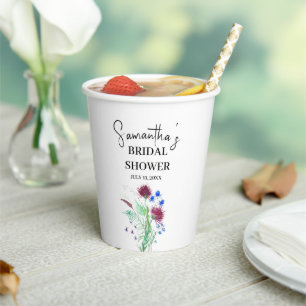 Thistle Purple Flowers Scottish Boho Bridal Shower Paper Cups