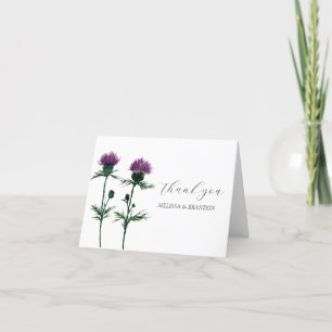 Thistle Purple Scottish Floral Wedding Thank you Card