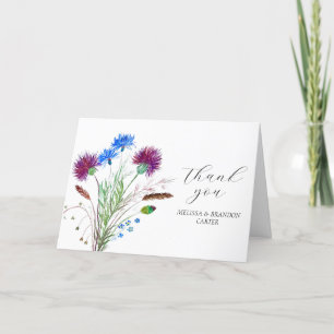 Thistle Purple Scottish Floral Wedding Thank you  Card