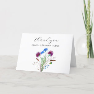Thistle Purple Scottish Floral Wedding Thank you  Card