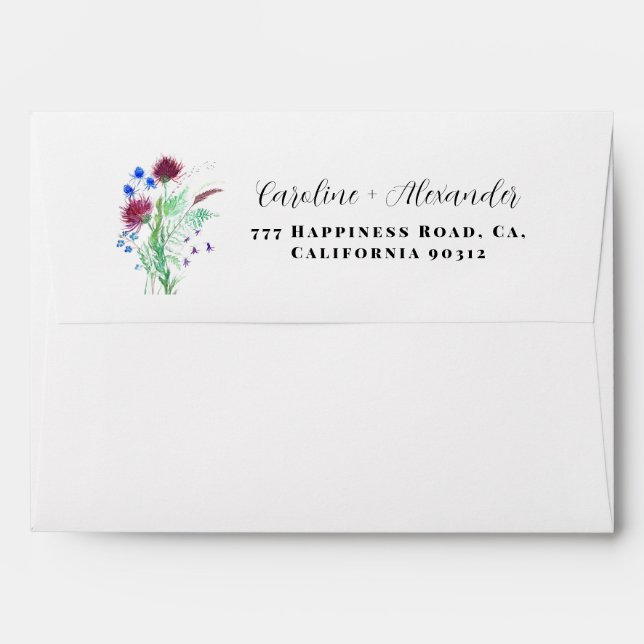 Thistle Purple Scottish Flowers Return Address Envelope (Back (Top Flap))