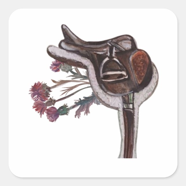 thistle saddle  square sticker (Front)