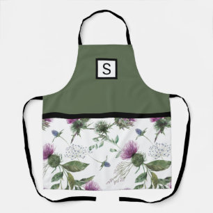 Thistle, Sage Green Colour Block, Monogram Apron