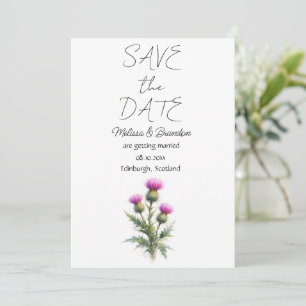 Thistle Scottish Floral Flowers Rustic Wedding  Invitation