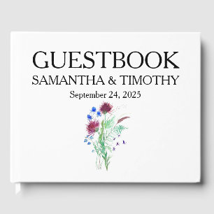 Thistle Scottish Watercolor Floral Wedding Guest Book