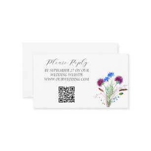 Thistle Scottish Watercolor Purple Floral Wedding Enclosure Card