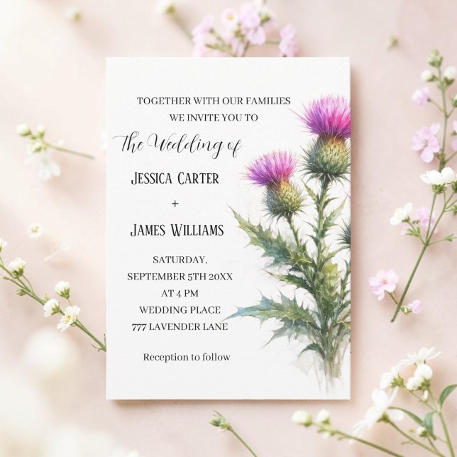 Thistle Scottish Watercolor Rustic Wedding Invitation (Creator Uploaded)
