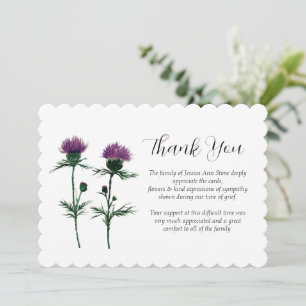 Thistle Sympathy Floral Funeral Thank you  Invitation