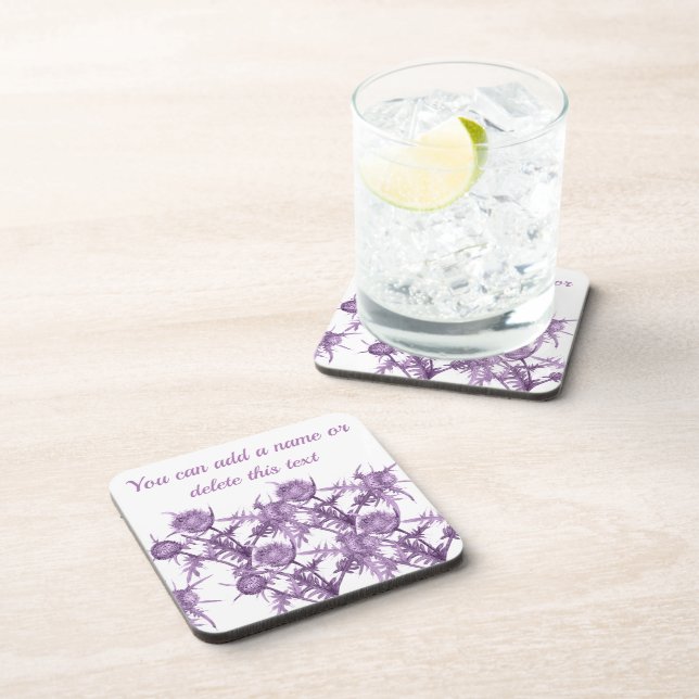 THISTLE violet flower pattern Coaster (Right Side)