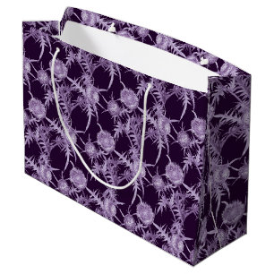 THISTLE violet flower pattern Large Gift Bag