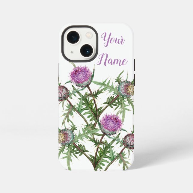 Thistle violet flowers iPhone case (Back)