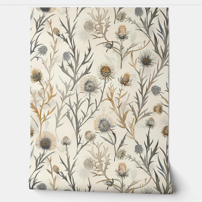 Thistle Wildflower Floral  Wallpaper (Unrolling)