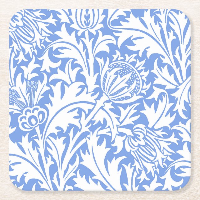 Thistle, William Morris Square Paper Coaster (Front)