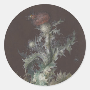 Thistle with Insects 1755 Johann C. Dietzsch Classic Round Sticker