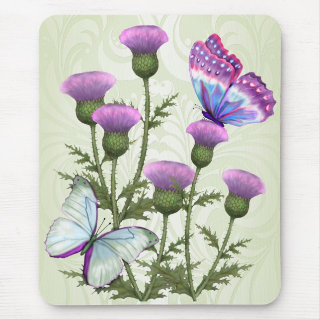 Thistles and Butterflies Mouse Pad (Front)