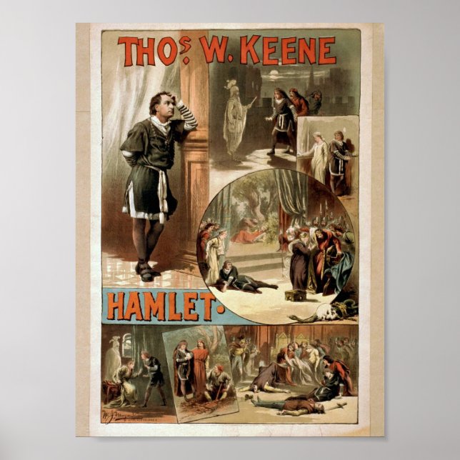 Tho' .W. Keene, Hamlet Retro Theatre Poster (Front)