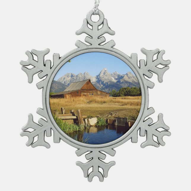 Thomas A. Moulton Barn Snowflake Pewter Christmas Ornament (Front)