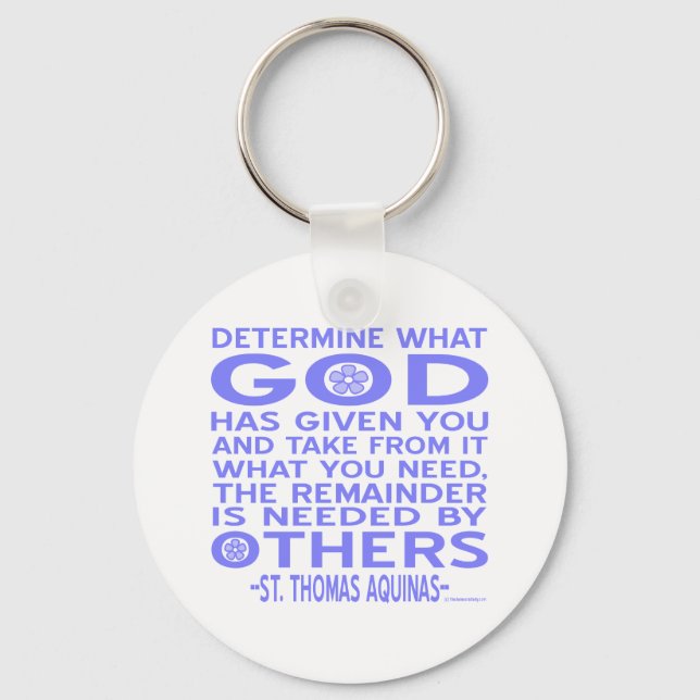 Thomas Aquinas God Given Light Blue Key Ring (Front)
