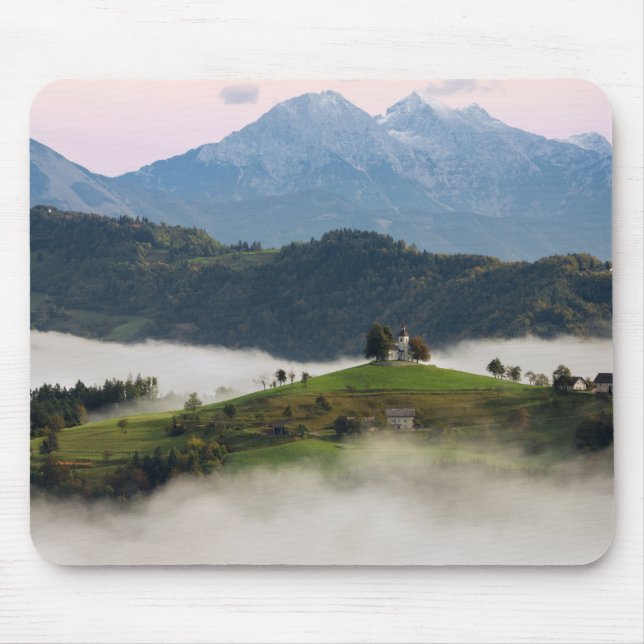 Thomas church and mountains, Slovenia mousepad (Front)