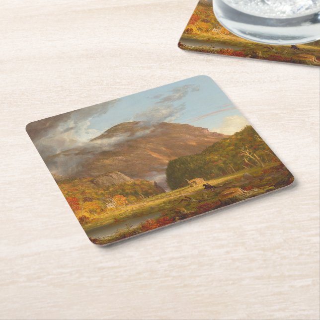 Thomas Cole A View of the Mountain Pass  Square Paper Coaster (Angled)