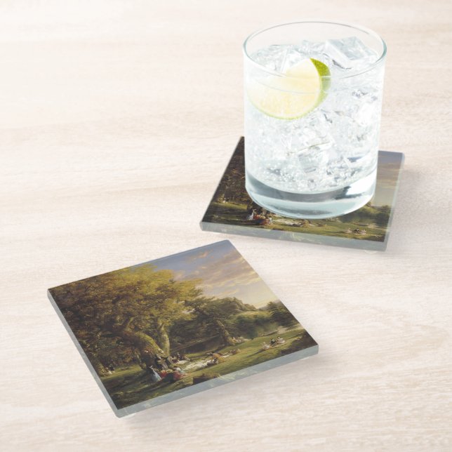 Thomas Cole The Pic-Nic Glass Coaster (Angled)
