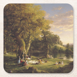 Thomas Cole The Pic-Nic Square Paper Coaster