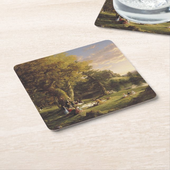 Thomas Cole The Pic-Nic Square Paper Coaster (Angled)