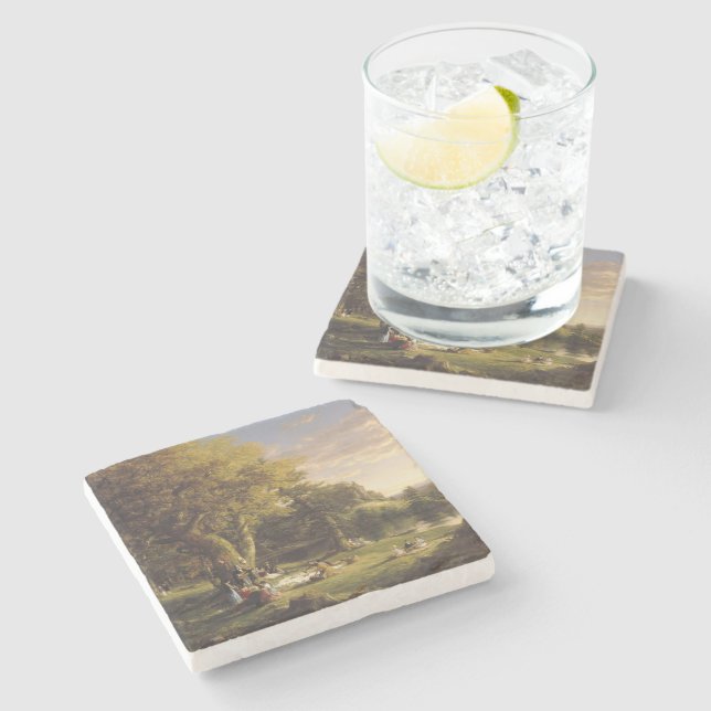 Thomas Cole The Pic-Nic Stone Coaster (Side)