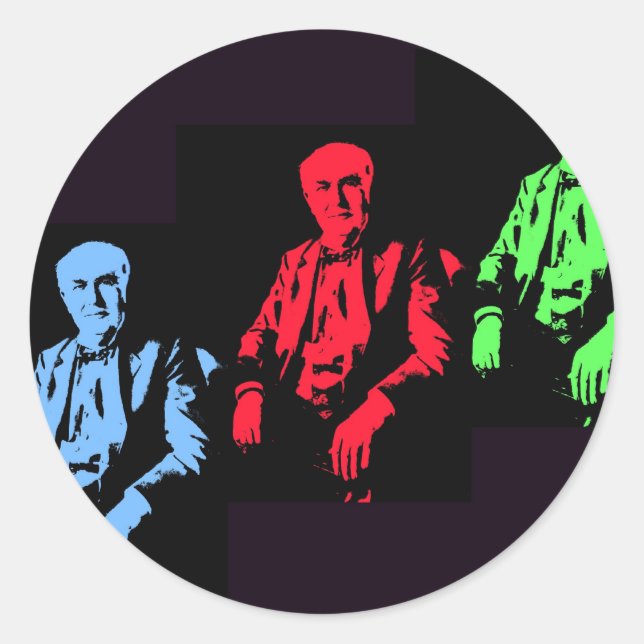 Thomas Edison Collage Classic Round Sticker (Front)