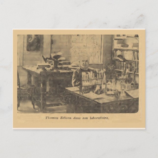 Thomas Edison in his laboratory Postcard (Front)
