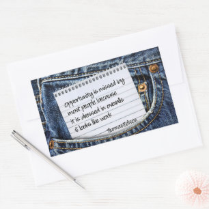 Thomas Edison Inspirational Quote "Opportunity" Rectangular Sticker