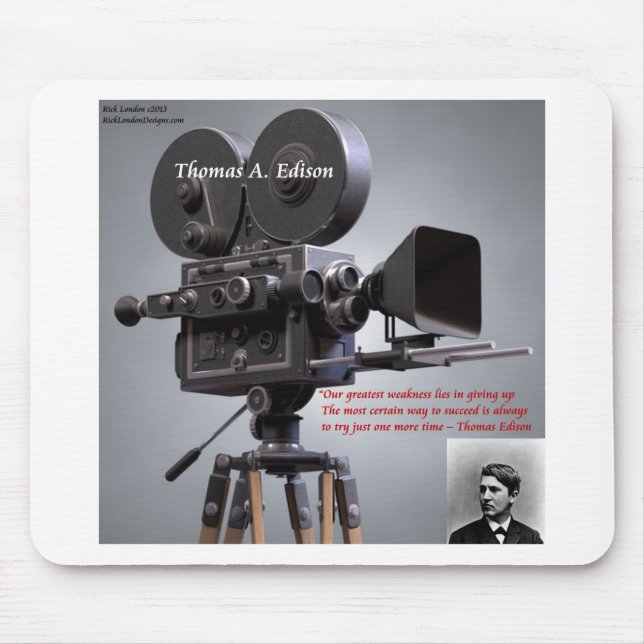 Thomas Edison "One More Time" Quote Mouse Pad (Front)