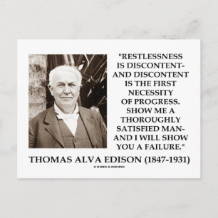 Thomas Edison Restlessness Discontent Progress Postcard
