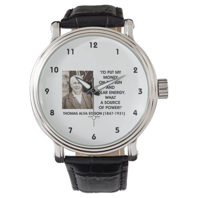 Thomas Edison Sun Solar Energy Source Of Power Watch (Front)