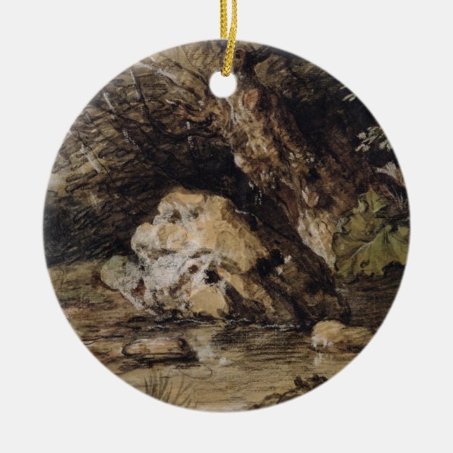 Thomas Gainsborough | A Hilly Landscape with Figur Ceramic Tree Decoration (Front)