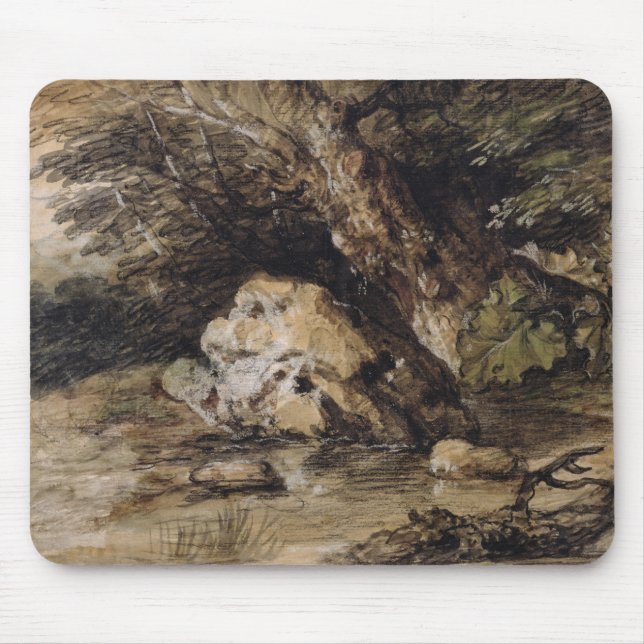 Thomas Gainsborough | A Hilly Landscape with Figur Mouse Pad (Front)
