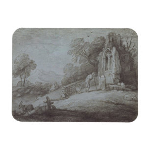Thomas Gainsborough Churchyard with Figure Conte Magnet