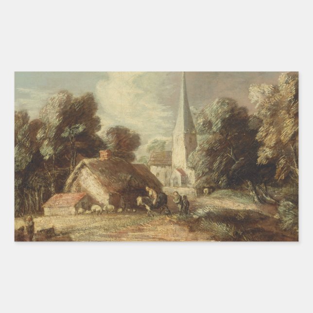 Thomas Gainsborough - Landscape with Cottage Rectangular Sticker (Front)