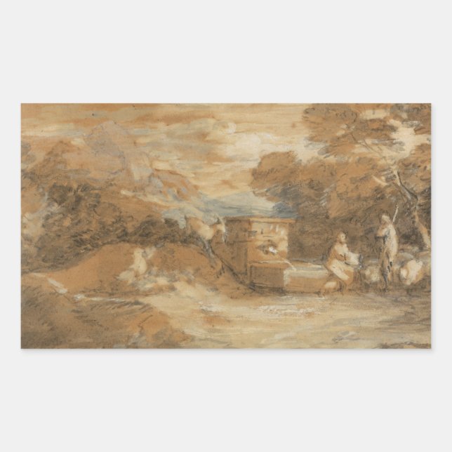 Thomas Gainsborough - Mountain Landscape Rectangular Sticker (Front)