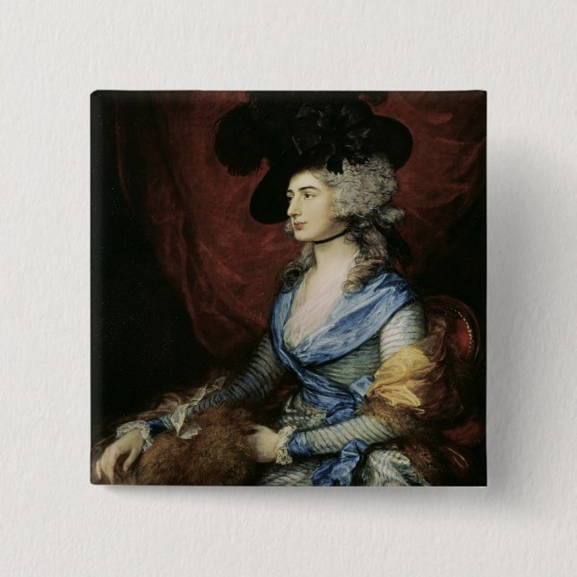 Thomas Gainsborough |Mrs Sarah Siddons, the actres 15 Cm Square Badge (Front)