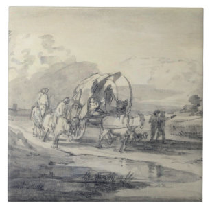 Thomas Gainsborough Open Landscape with Herdsman Tile